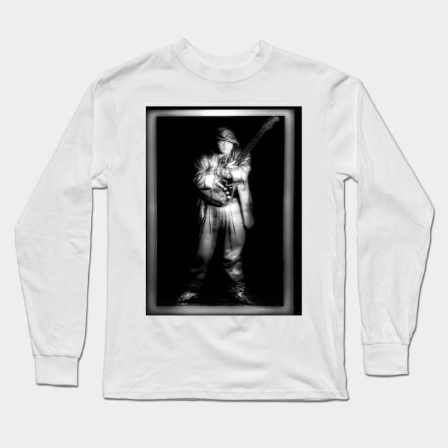 SRV - Portrait - Black and White Long Sleeve T-Shirt by davidbstudios